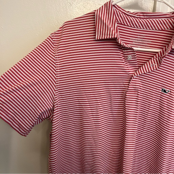 Vineyard Vines Performance Polo Red and White Striped Men’s Size Medium - Picture 5 of 7